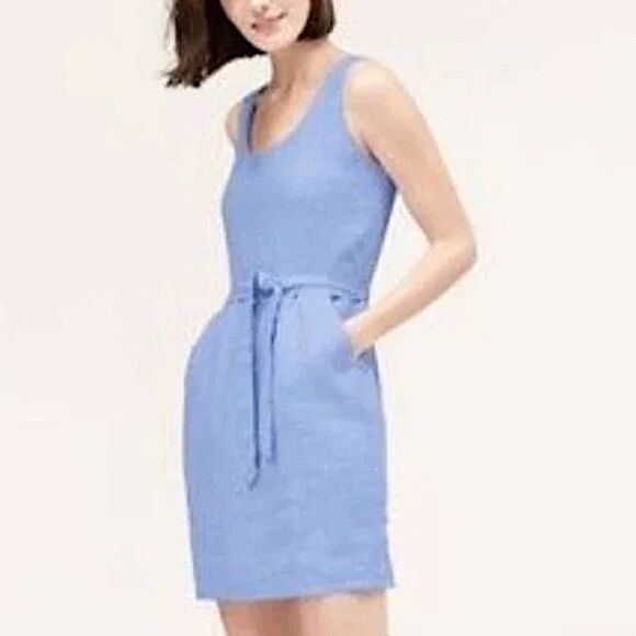 Loft Linen Sleeveless Tie Front Dress Size 10P - Picture 1 of 7